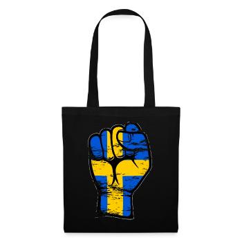 Icône de main de poing de drapeau de la Suède utilisée - Sac en tissu - noir - Devant
