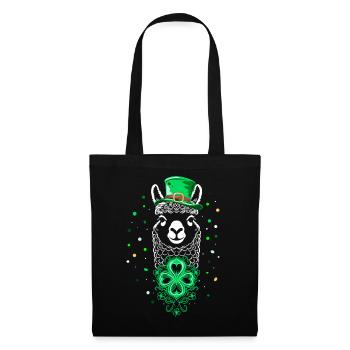 Alpaca St Patrick's Day Llama with Shamrock and Hat - Tote Bag - black - Front