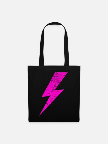 Bright Pink Lightning Motif - Tote Bag - black