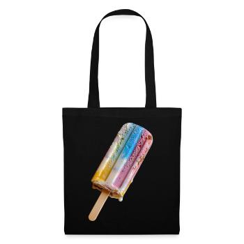 Regenbogen Eis am Stil - Stoffbeutel - Schwarz - Vorne
