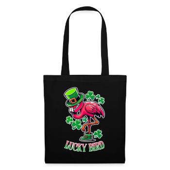 Oiseau chanceux – Flamant rose de la Saint-Patrick - Sac en tissu - noir - Devant