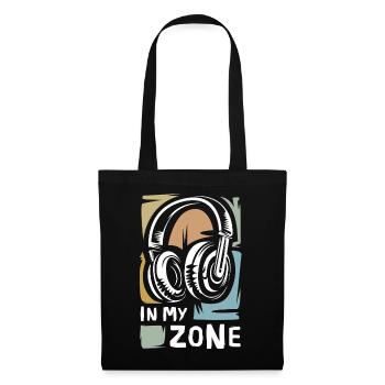 Icône de casque vintage - Logo de In My Zone Music - Sac en tissu - noir - Devant