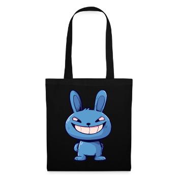 Evil Blue Bunny – Gruselige süße Cartoon Tierkunst - Stoffbeutel - Schwarz - Vorne