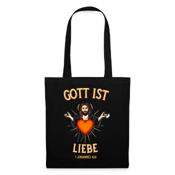 Jesus Herz Liebe Bibel Vers Gott ist Liebe  - Stoffbeutel - Schwarz - Vorne