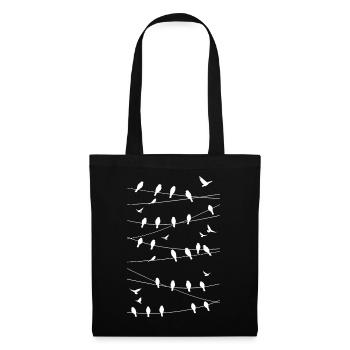 Silhouettenhafte Vögel auf minimalistischen Fäden - Stoffbeutel - Schwarz - Vorne