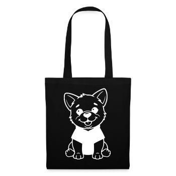 Hund T-shirt Hundebaby Hundewelpe Kinder Geschenk  - Stoffbeutel - Schwarz - Vorne