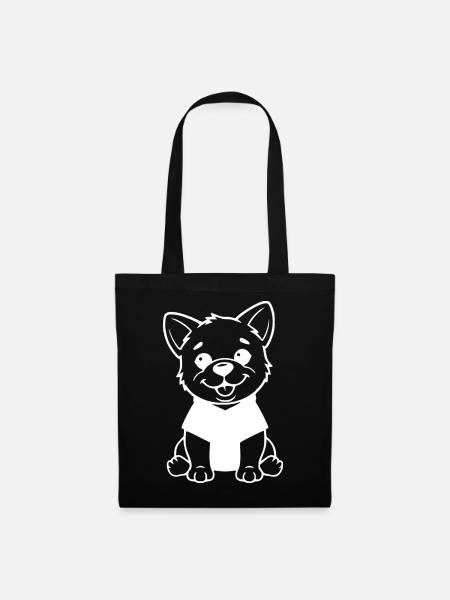 Hund T-shirt Hundebaby Hundewelpe Kinder Geschenk  - Stoffbeutel - Schwarz