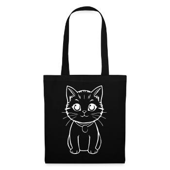 Chat mignon t-shirt chat chemise cadeau - Sac en tissu - noir - Devant