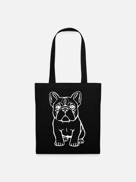Französische Bulldogge Hundewelpe Hundebaby - Stoffbeutel - Schwarz