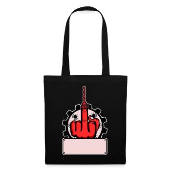 Fuck You Bohrer Design - Rotes Namensschild Rot - Stoffbeutel - Schwarz - Vorne