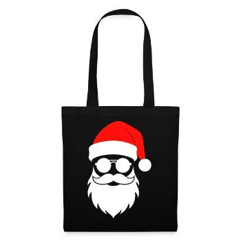 Santa mit Sonnenbrille Minimal Weihnachtsdesign - Stoffbeutel - Schwarz - Vorne