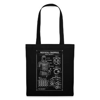 Medieval Chainmail Patent Blueprint - Tote Bag - black - Front