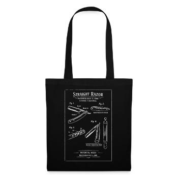 Plan de brevet pour rasoir droit vintage - Sac en tissu - noir - Devant