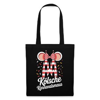 Kölsche Karnevalsmaus Karneval Köln Kölner Maus - Stoffbeutel - Schwarz - Vorne