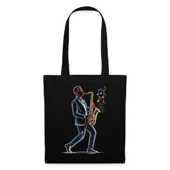 Saxophoniste jouant une impression artistique au saxophone - Sac en tissu - noir - Devant