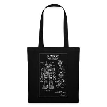 Retro Robot Blueprint Patentkunst - Stoffbeutel - Schwarz - Vorne