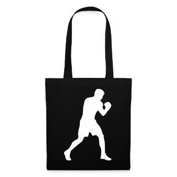Boxer-Silhouette in Bewegung - Stoffbeutel - Schwarz - Vorne
