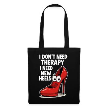 High Heels Therapy Cartoon: Comic Schuhe Spruch - Stoffbeutel - Schwarz - Vorne