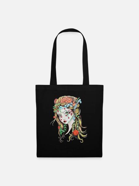 Blumenelfe, Elfe, Fee, Fantasy, Geschenk - Stoffbeutel - Schwarz