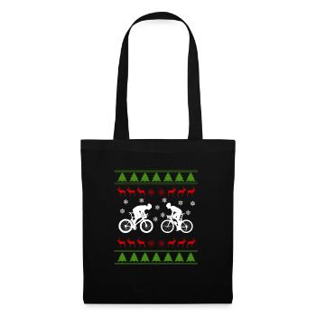 Motif de Noël Vélo / Vélo de course, Classique - Sac en tissu - noir - Devant