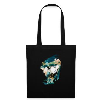 Modèle, femme, graffiti, peinture, vert, bleu - Sac en tissu - noir - Devant
