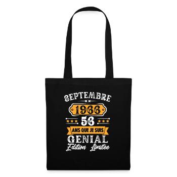 Cadeau D'anniversaire 56 Ans Septembre 1966 Rétro - Sac en tissu - noir - Devant