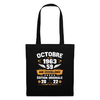 Octobre 1963 Idée Cadeau D'anniversaire 59 Ans - Sac en tissu - noir - Devant