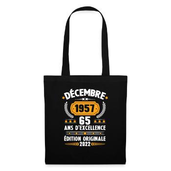 Cadeau D'anniversaire Rétro 65 Ans Décembre 1957 - Sac en tissu - noir - Devant