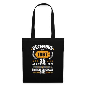 Cadeau D'anniversaire Rétro 35 Ans Décembre 1987 - Sac en tissu - noir - Devant