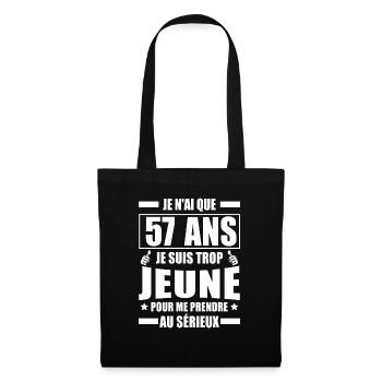 j ai 57 ans / cadeau anniversaire 57 ans - Sac en tissu - noir - Devant