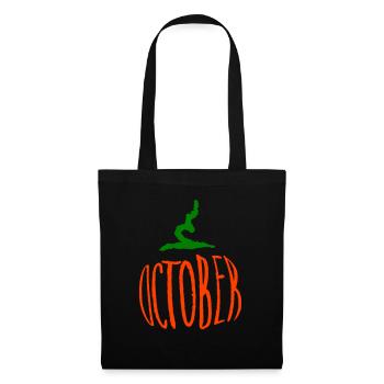 Octobre, Citrouille - Sac en tissu - noir - Devant