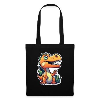 Karikatur-Dinosaurier - Stoffbeutel - Schwarz - Vorne