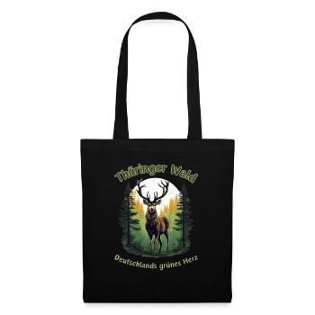 Cerf au cœur vert de Thuringe-Allemagne - Sac en tissu - noir - Devant