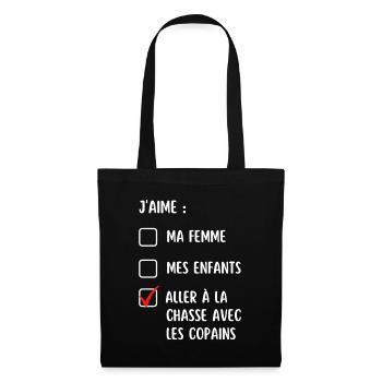 Cadeau humour chasse chasseur chasseuse drôle - Sac en tissu - noir - Devant