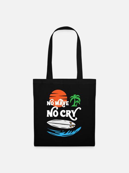 No Wave No Cry Surfing - Stoffbeutel - Schwarz