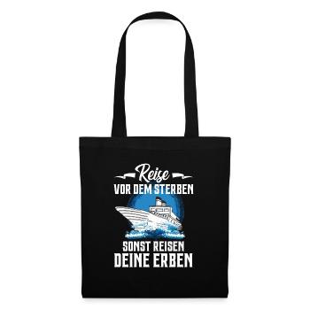 Kreuzfahrt Reisen Erben Schiff Urlaub Geschenk - Stoffbeutel - Schwarz - Vorne