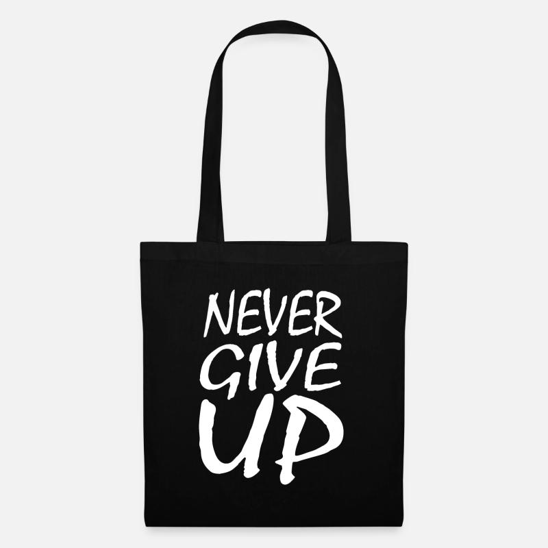 Never Give Up - Stoffbeutel - Schwarz