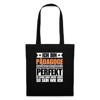 Perfekter Pädagoge - Stoffbeutel - Schwarz - Vorne
