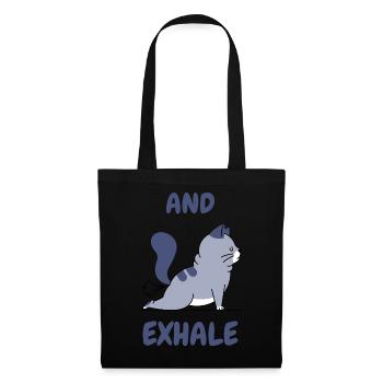 Inhale Exhale T-shirt with cat motif - Tote Bag - black - Front