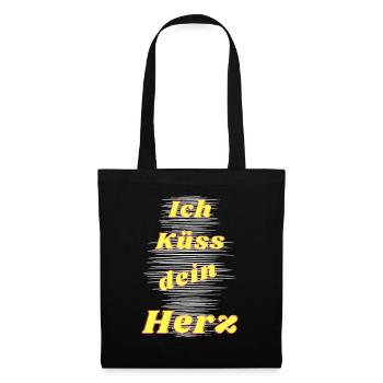 Ich küss dein Herz - Stoffbeutel - Schwarz - Vorne
