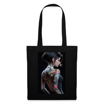 Ink Enchantress: Anime Beauty in a Black Dress - Tote Bag - black - Front