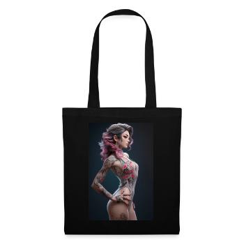Sakura Splash: Beauté d’anime avec rose et noir - Sac en tissu - noir - Devant
