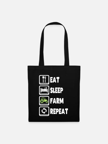 Eat Sleep Farm Repeat - Stoffbeutel - Schwarz