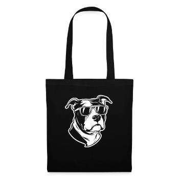 Hund im Trendy Sonnenbrillen - Stoffbeutel - Schwarz - Vorne