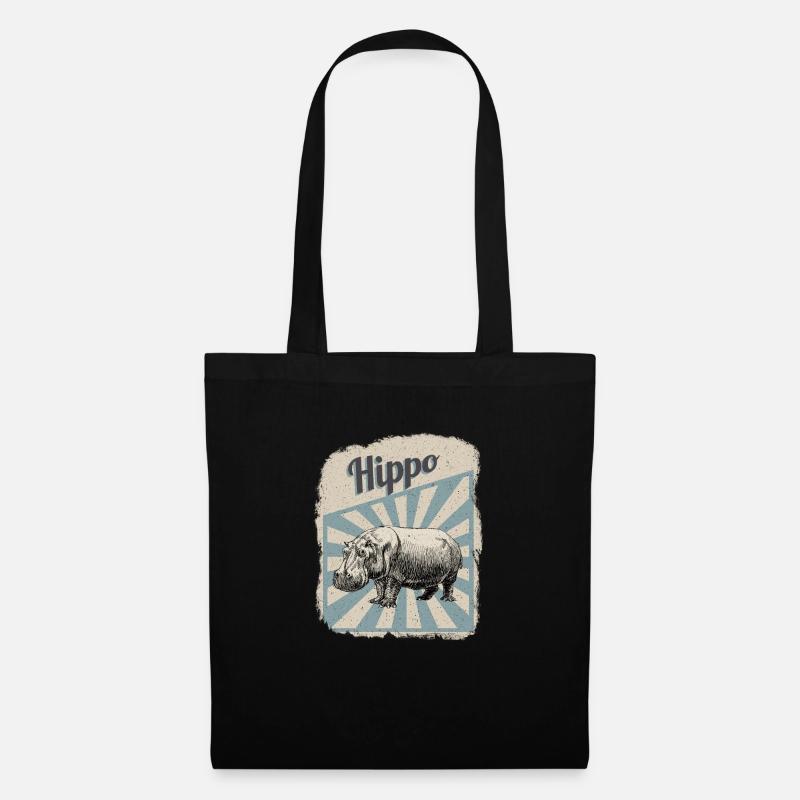 Hippos Nilpferde Flusspferde Hippopotamus Geschenk - Stoffbeutel - Schwarz