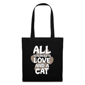 All You Need Is Love and a Cat - Stoffbeutel - Schwarz - Vorne