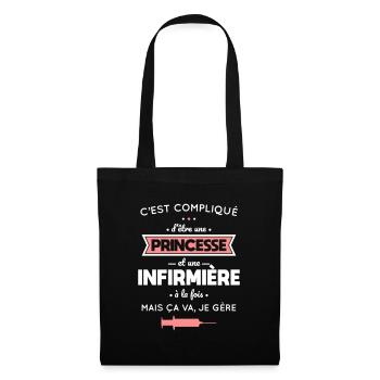 Compliqué d'être une princesse et une infirmière - Sac en tissu - noir - Devant