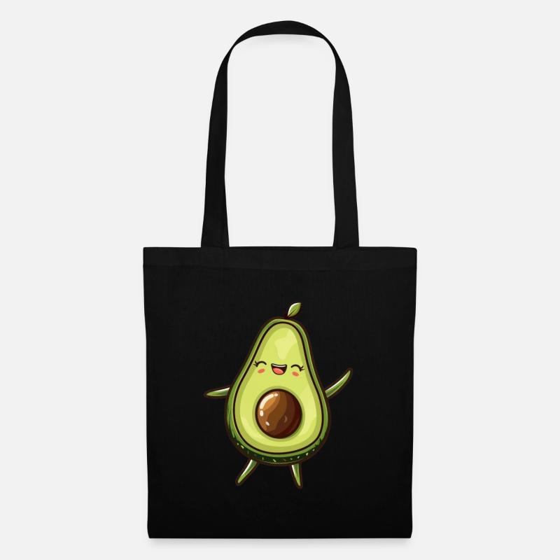 Avocado Süß Kawaii - Stoffbeutel - Schwarz