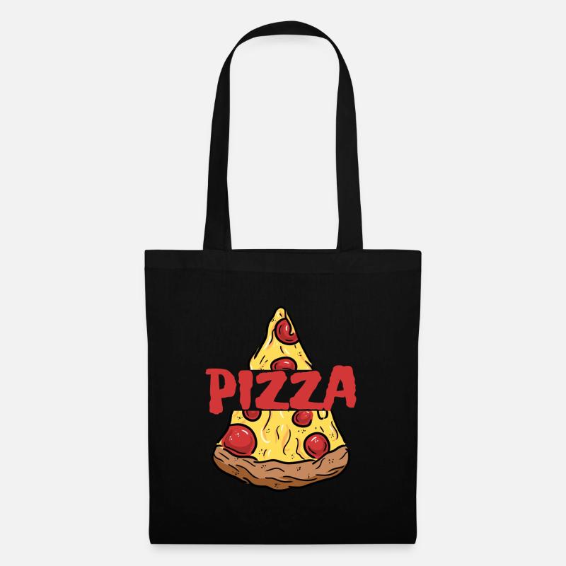 Pizza & Pizza Anteil - Stoffbeutel - Schwarz