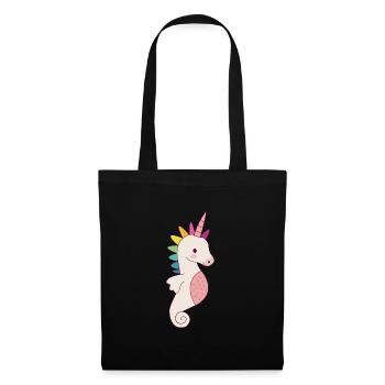 Licorne hippocampe doux cadeau - Sac en tissu - noir - Devant